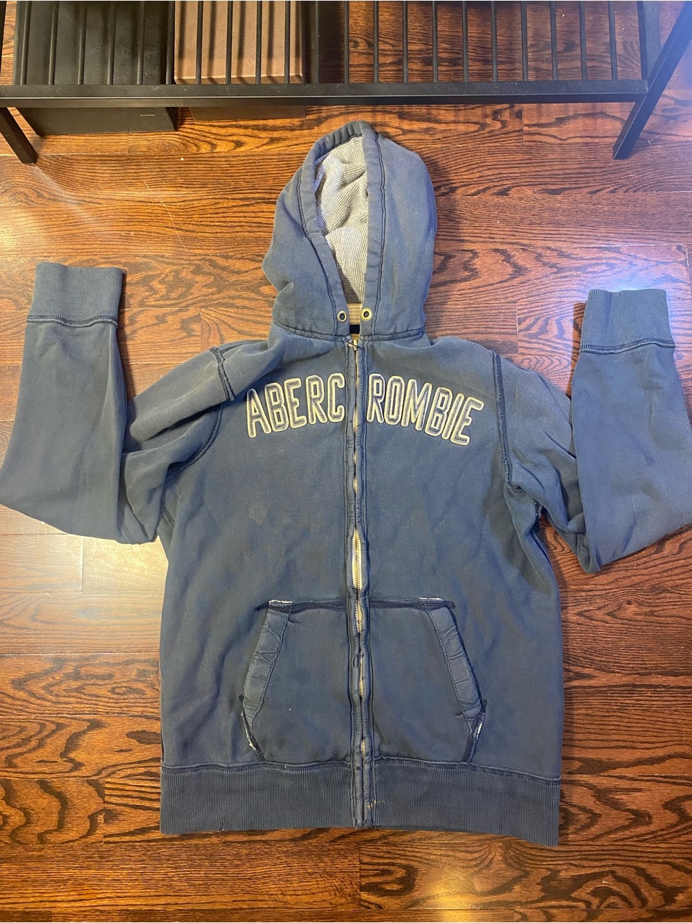 Y2K 2000s Abercrombie & Fitch Jacket Blue Zip Hoodie XL Distressed